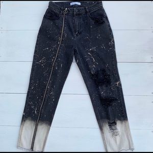 Black Bleach Distressed one of a kind MOM JEANS 6